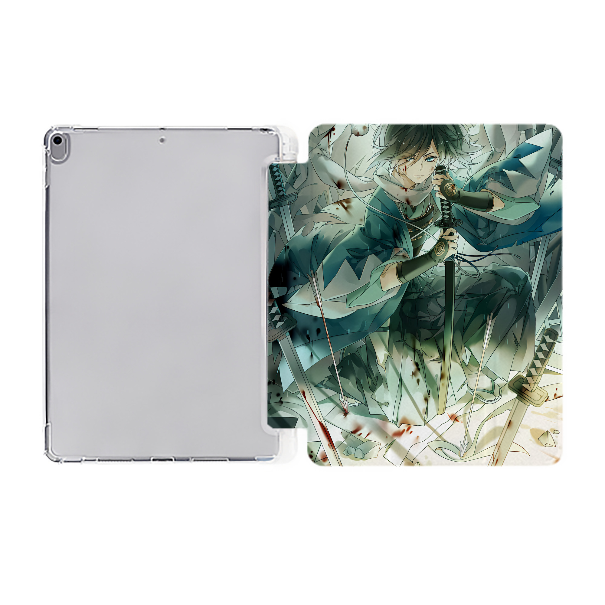 （画像用） 刀剣乱舞 Touken Ranbu IPad ケース ペン収納付き 三つ折りスタンド PUレザー×シリコン 対応機種9.5/10.5/10.9インチ